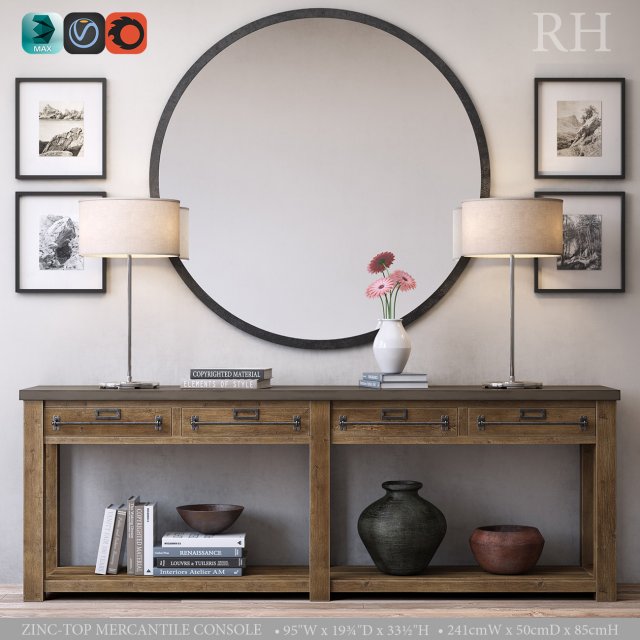zinc-top mercantile console Modelo 3D .c4d .max .obj .3ds .fbx .stl .blend 