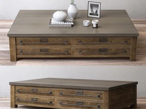 table basse commerciale avec plateau en zinc Modèle 3D