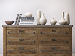 mercantile 6-drawer low wide dresser 3D Model