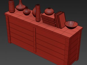 mercantile 6-drawer low wide dresser 3D Model