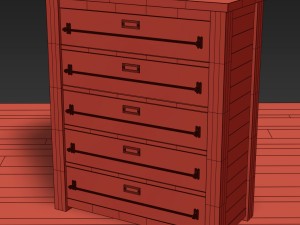 mercantile 5-drawer narrow dresser 3D Модель