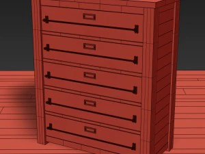 mercantile 5-drawer narrow dresser 3D Model