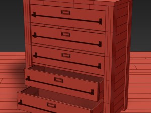 mercantile 5-drawer narrow dresser 3D Модель
