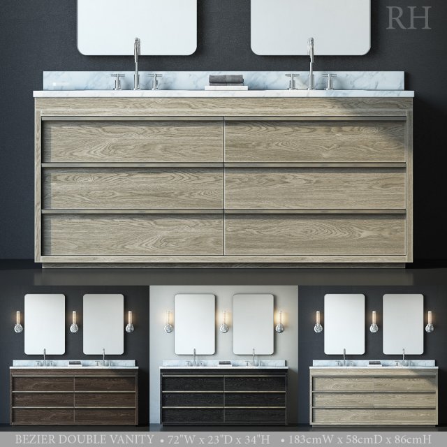 bezier double vanity 3D 모델 .c4d .max .obj .3ds .fbx .stl .blend 