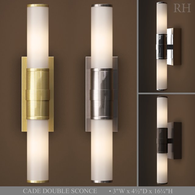 rh cade double sconce 3D 모델 .c4d .max .obj .3ds .fbx .stl .blend 