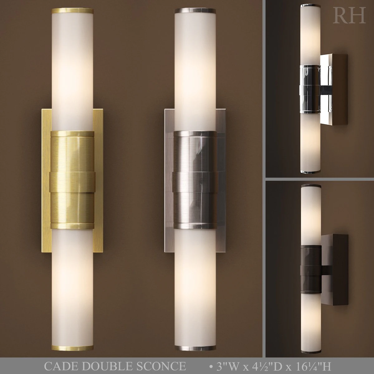 rh cade double sconce 3D Model .c4d .max .obj .3ds .fbx .stl .blend 