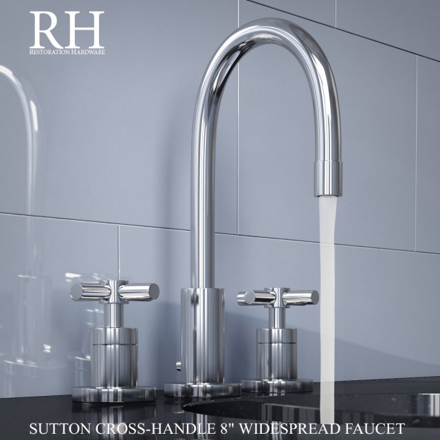 sutton cross-handle 8in widespread faucet 3Dモデル .c4d .max .obj .3ds .fbx .stl .blend 