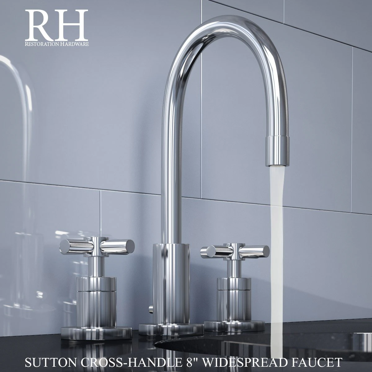sutton cross-handle 8in widespread faucet 3D Model .c4d .max .obj .3ds .fbx .stl .blend 