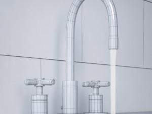 sutton cross-handle 8in widespread faucet 3Dモデル