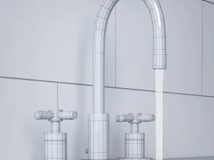 sutton cross-handle 8in widespread faucet 3D Model