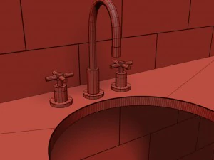 sutton cross-handle 8in widespread faucet 3D Model