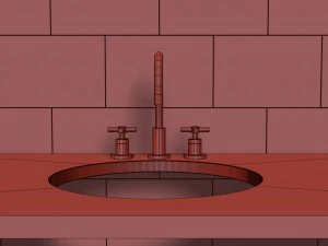 sutton cross-handle 8in widespread faucet 3D Model