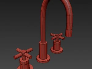 sutton cross-handle 8in widespread faucet 3D Model