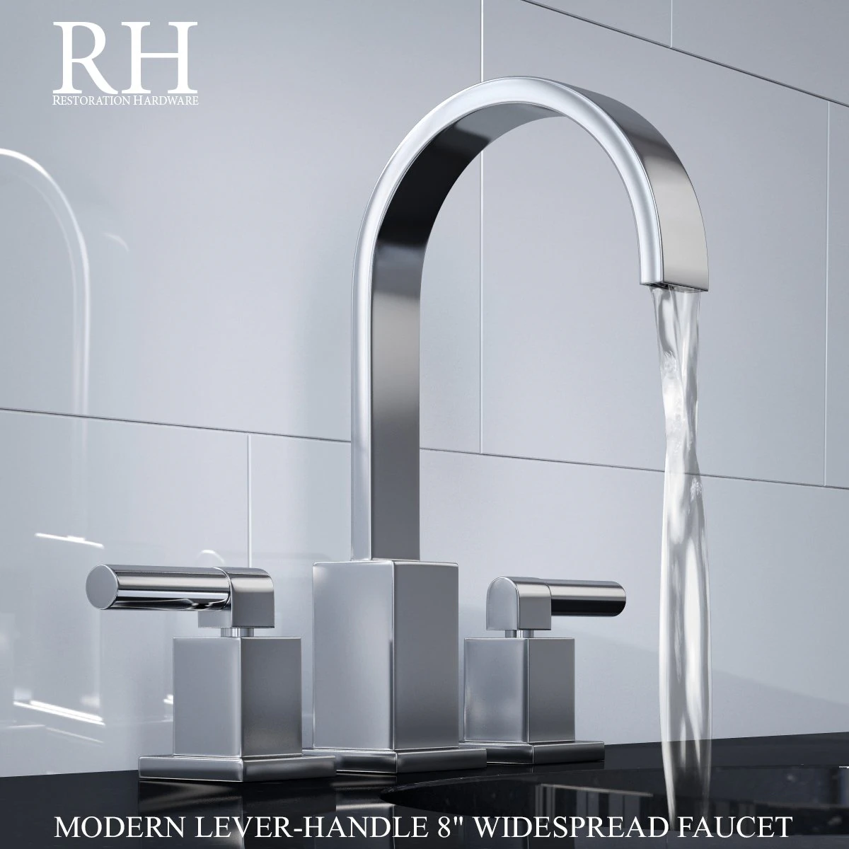 modern lever-handle 8in widespread faucet 3D Model .c4d .max .obj .3ds .fbx .stl .blend