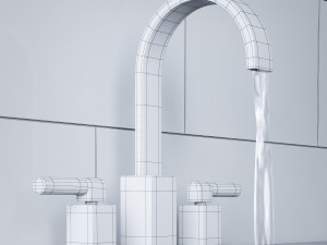 modern lever-handle 8in widespread faucet 3D-Modell