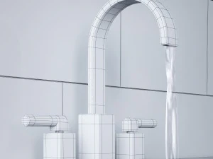 modern lever-handle 8in widespread faucet 3D Model