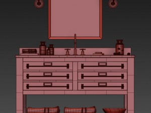 rh mercantile extra-wide single vanity sink Modelo 3D