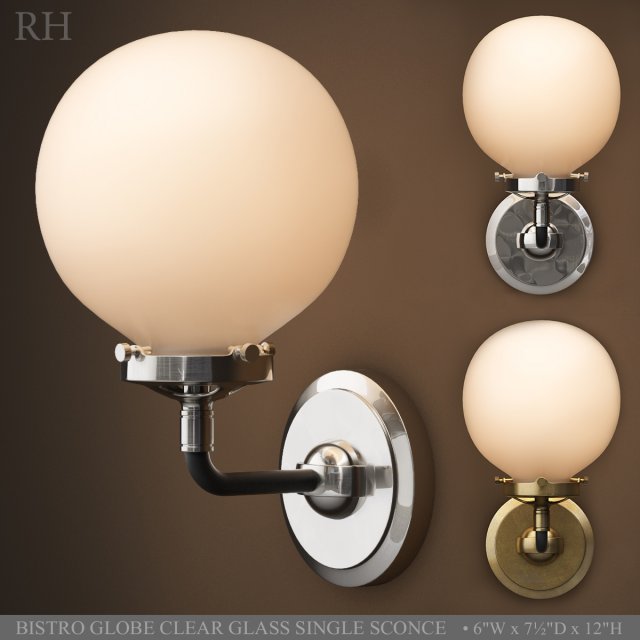 bistro globe clear glass single sconce Modèle 3D .c4d .max .obj .3ds .fbx .stl .blend 