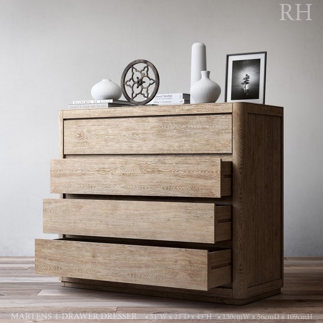 martens 4-drawer dresser 3D Model .c4d .max .obj .3ds .fbx .stl .blend 