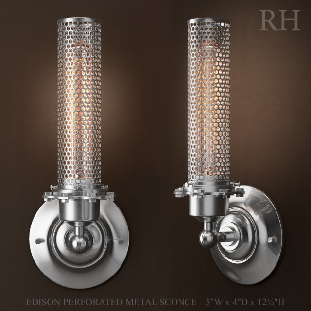 edison perforated metal sconce Modello 3D .c4d .max .obj .3ds .fbx .stl .blend 