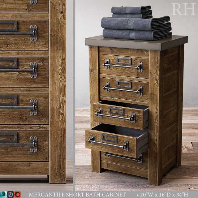 mercantile short bath cabinet 3D 模型 .c4d .max .obj .3ds .fbx .stl .blend 