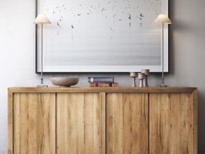 reclaimed russian oak panel 4-door wood sideboard 3D Model