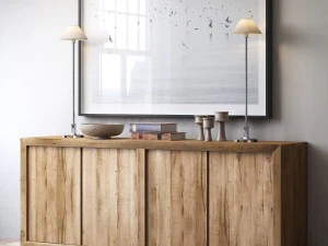 reclaimed russian oak panel 4-door wood sideboard 3D Model