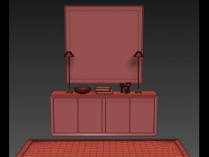 reclaimed russian oak panel 4-door wood sideboard 3D-Modell