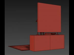 reclaimed russian oak panel 4-door wood sideboard 3D Model