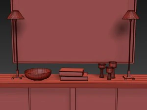reclaimed russian oak panel 4-door wood sideboard 3D Model