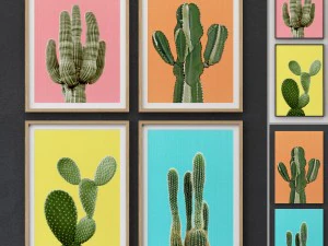 коллекция принтов кактусов в рамке 3D Модель