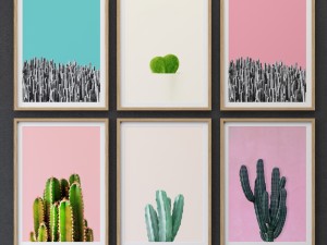 cactus print collection framed set-02 3D Model