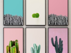 cactus print collection framed set-02 3D Model