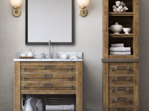 rh mercantile single washstand and mercantile medium bath cabinet 3D Модель