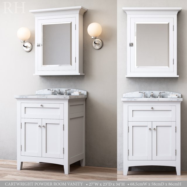 rh cartwright powder room vanity 3D Model .c4d .max .obj .3ds .fbx .stl .blend 