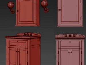 rh cartwright powder room vanity 3D Model