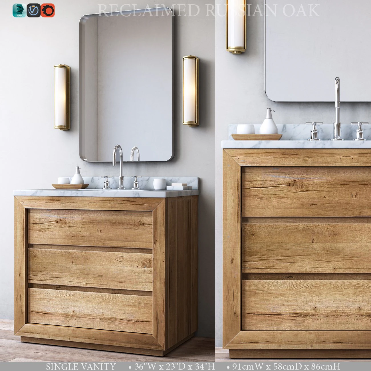 rh reclaimed russian oak single vanity 3D Model .c4d .max .obj .3ds .fbx .stl .blend 