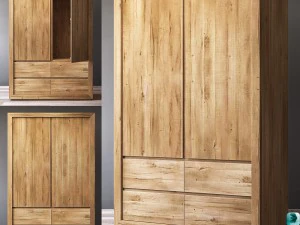 armadio dx in rovere russo di recupero Modello 3D