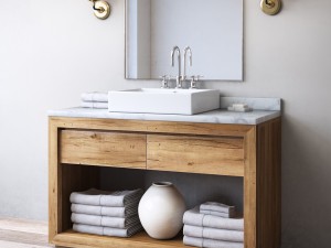 rh reclaimed russian oak single extra-wide washstand 3D 모델
