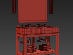 hutton double console washstand 3D Model