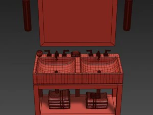 hutton double console washstand 3D Model