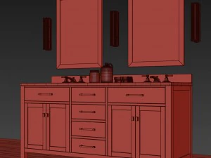 RHハットンダブル洗面化粧台 3Dモデル