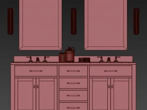RHハットンダブル洗面化粧台 3Dモデル