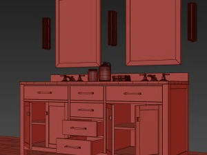 RHハットンダブル洗面化粧台 3Dモデル