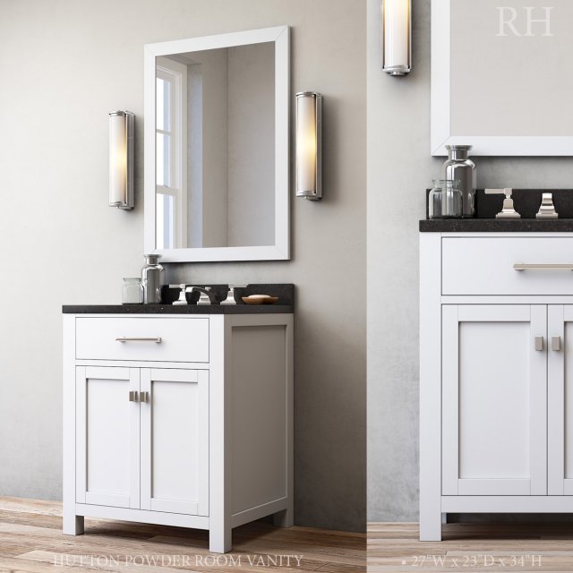 rh hutton powder room vanity 3D Model .c4d .max .obj .3ds .fbx .stl .blend 