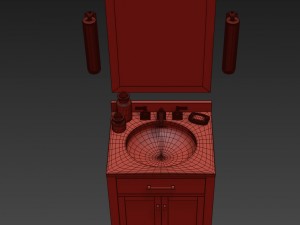 rh hutton powder room vanity 3D Model