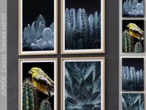 conjunto emoldurado de cacto juniqe-02 Modelo 3D