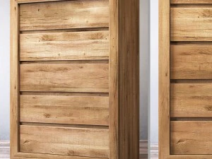 C&ocirc;moda estreita com 5 gavetas em carvalho russo recuperado rh Modelo 3D