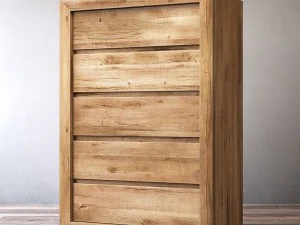 rh reclaimed russian oak 5-drawer narrow dresser 3D Model