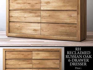 rh reclaimed russian oak 6-drawer dresser 3Dモデル
